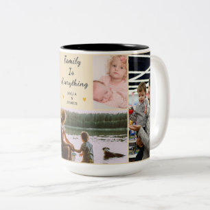 Family Is Everything – Personalized 5-Photo Custom Two-Tone Coffee Mug