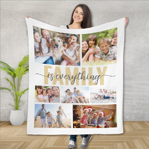 Family Is Everything Photo Collage Fleece Blanket
