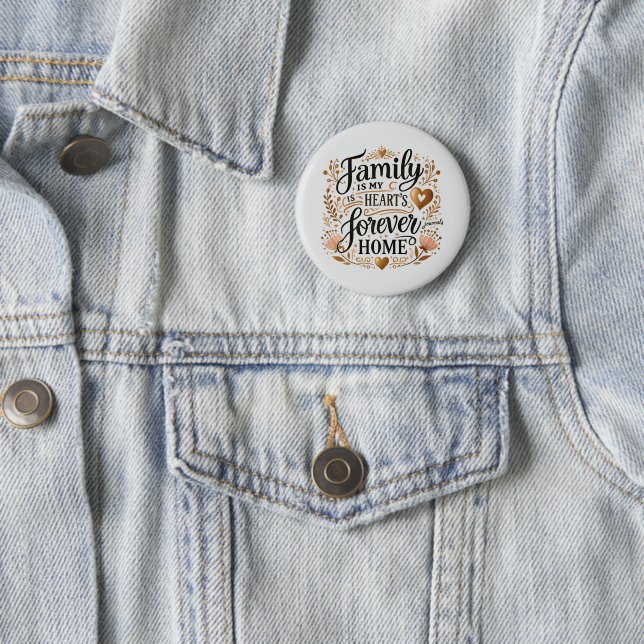 🏡 Family Is My Heart’s Forever Home 6 Cm Round Badge (In Situ)