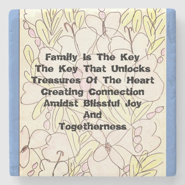 Family Is The Key  Stone Coaster (Front)