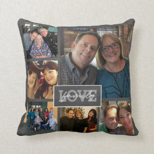 Family Joy Photos Hand-Lettered Chalkboard Trendy Cushion