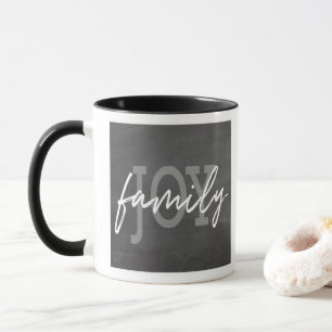 Family Joy Trendy Chalkboard Hand Lettered Mug