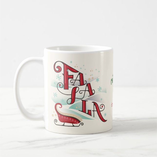 Family Karaoke Fa La La Carols Photo Christmas Coffee Mug (Left)