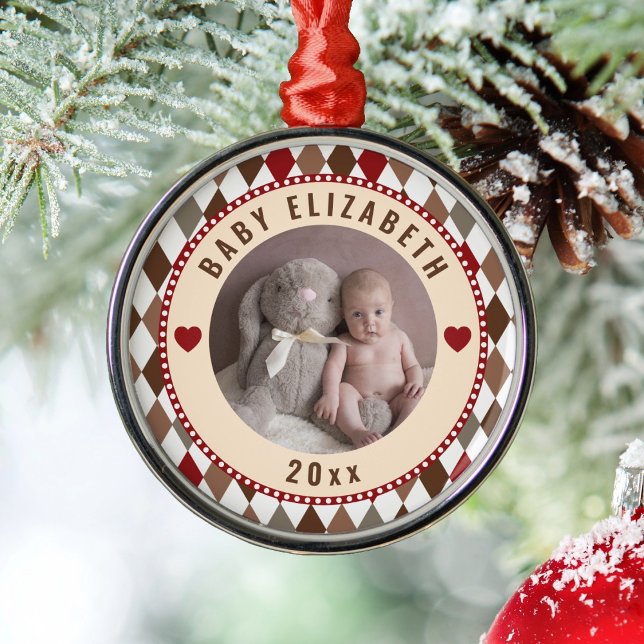 Family Keepsake Baby First Christmas Photo Metal Tree Decoration (Creator Uploaded)