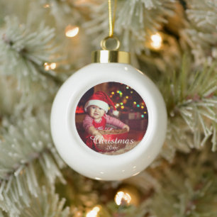 Family Keepsake Custom Photo Ceramic Ball Christmas Ornament