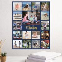 Family Keepsake Photo Collage Navy Blue and Real
