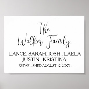 Family Kids Last Name Modern Wedding Date Gift Poster
