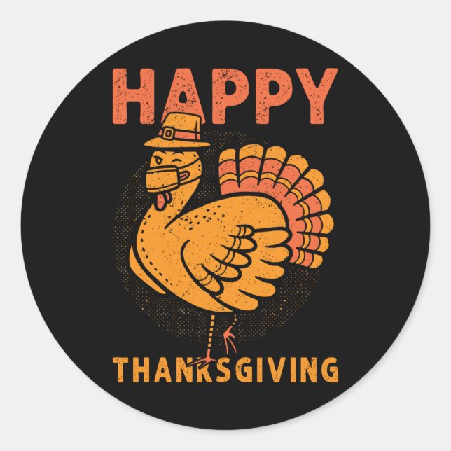 Family Kids Matching Happy Thanksgiving Pajama Classic Round Sticker (Front)
