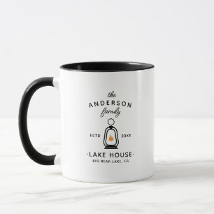 Family Lake House Minimalist Black & White Mug