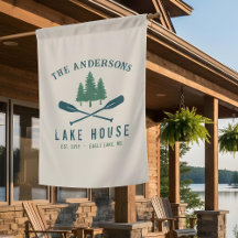 Family Lake House Modern Rustic Boat Oar Pine Tree
