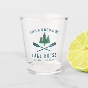 Family Lake House Modern Rustic Boat Oar Pine Tree Shot Glass