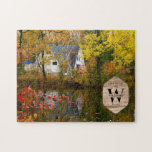 Family Lake House Photo Monogram Keepsake Rustic Jigsaw Puzzle<br><div class="desc">Great gift for the whole family: This photo puzzle features your favourite picture of your family getaway along a vintage rustic wooden logo design of your family monogram,  name,  and year established. Perfect present for grandparents or for the airbnb rental.</div>