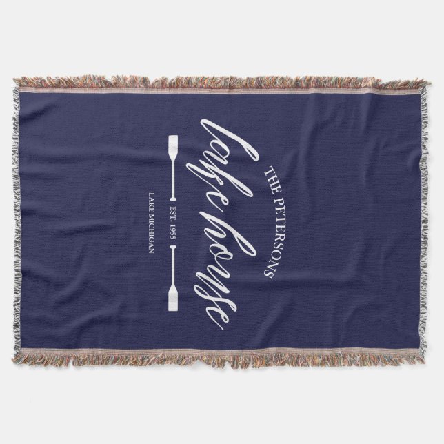 Family Lake House Rental Nautical Custom Decor Throw Blanket (Front)