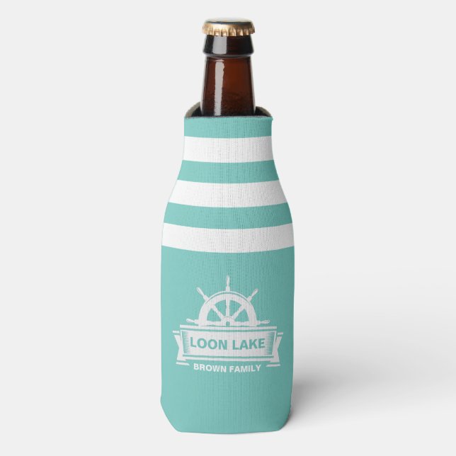 Family Lake House Vacation Bottle Cooler (Bottle Front)