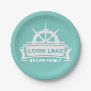 Family Lake House Vacation Paper Plate