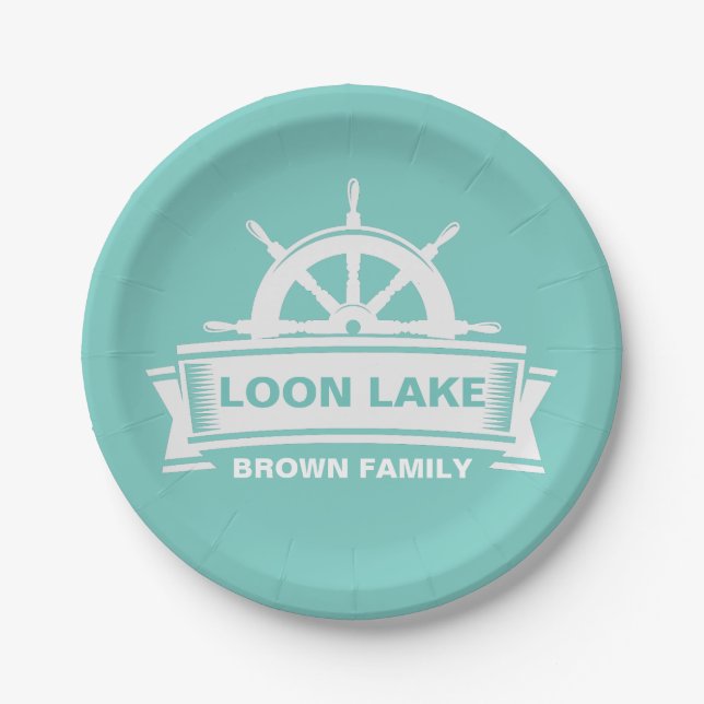 Family Lake House Vacation Paper Plate (Front)