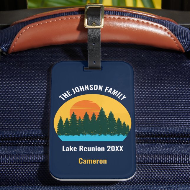 Family Lake Reunion Cute Customised Sunset Luggage Tag (Front Insitu 2)