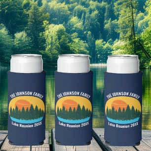 Family Lake Reunion Cute Customised Sunset Seltzer Can Cooler