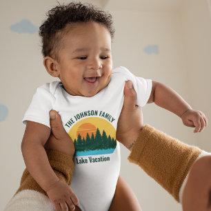 Family Lake Trip Cute Customised Sunset Baby Bodysuit