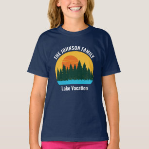 Family Lake Trip Cute Customized Sunset Kids T-Shirt