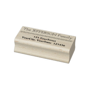 Family Last Name & Address & Squares Rubber Stamp