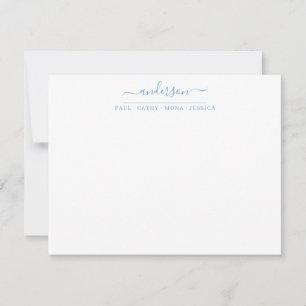 Family Last Name Dusty Blue Script Calligraphy Card