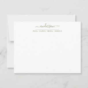 Family Last Name Moss Green Script Calligraphy Card