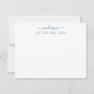 Family Last Name Navy Blue Script Calligraphy Card