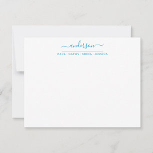 Family Last Name Ocean Blue Script Calligraphy Card