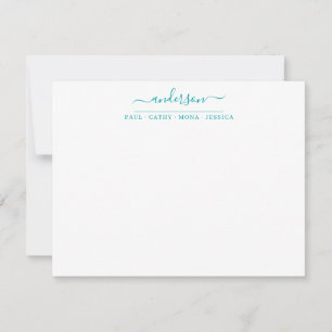 Family Last Name Teal Green Script Calligraphy Card