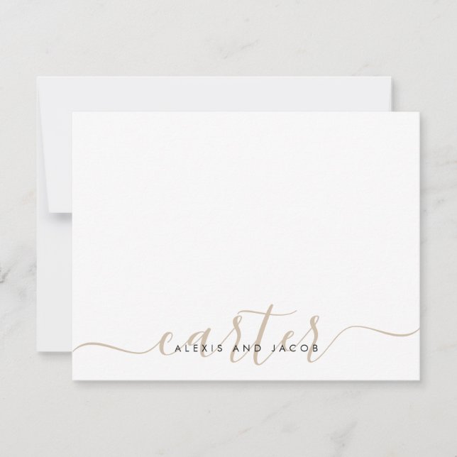 Family Last Name Wedding Light Beige Brown Script Card (Front)