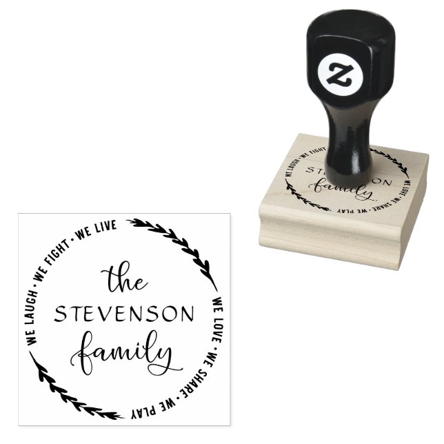 Family Laurel | DIY Create Your Own Surname Rubber Stamp (Stamped)
