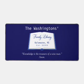 Family Library Desk Mat Book Drawing & Quote