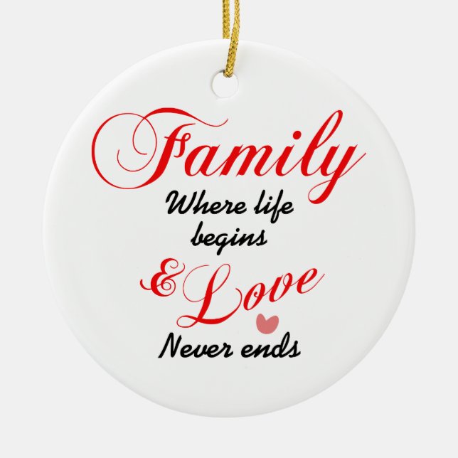 Family Life and Love Ceramic Tree Decoration (Front)