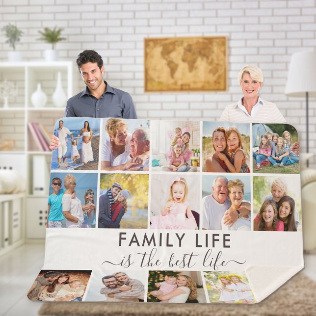 Family Life is the Best Life 15 Photo White Sherpa Blanket (Creator Uploaded)