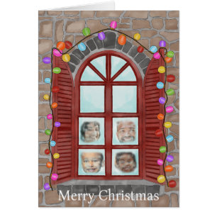 Family Lighted Christmas Window Photocard