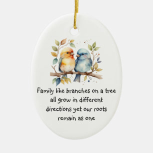 Family like branches on a tree Saying Birds Ceramic Tree Decoration