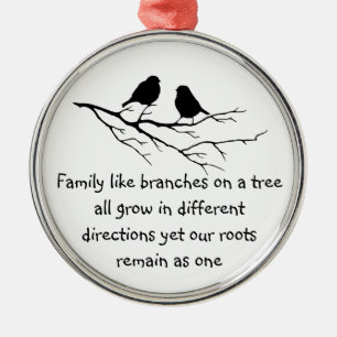 Family like branches on a tree Saying Birds Metal Tree Decoration