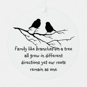 Family like branches on a tree Saying Birds  Metal Tree Decoration