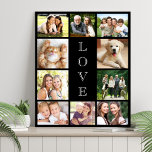 Family Love 10 Photo Collage Black Faux Canvas Print<br><div class="desc">A modern black photo collage faux canvas print to celebrate your family,  loved ones,  friends,  pets or special events. Personalise with 10 photos. "LOVE" is written in the middle in elegant text.</div>