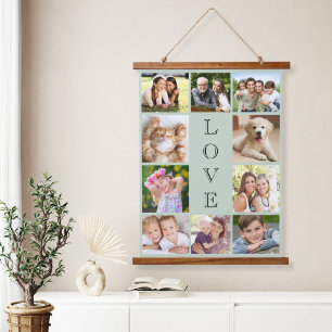Family Love 10 Photo Collage Sage Hanging Tapestry
