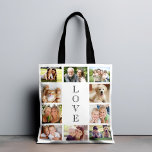 Family Love 10 Photo Collage Tote Bag<br><div class="desc">A photo collage tote bag to celebrate your family,  friends,  pets,  etc. Personalise with ten photos. "LOVE" is written down the middle in elegant typography.</div>
