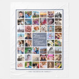 Family Love 44 Photo Collage Custom Keepsake Fleece Blanket