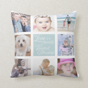 Family Love 8 Square Photos Custom Colour Cushion