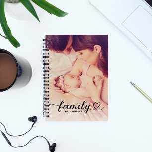 Family Love Black Script Photo Custom Notebook