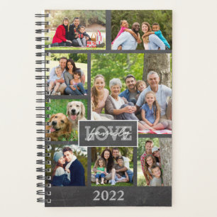 Family Love Custom Photo Collage Modern Chalkboard Planner