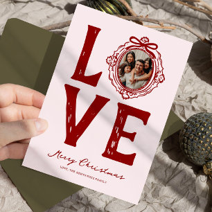 Family Love Doodle Photo Christmas Holiday Card