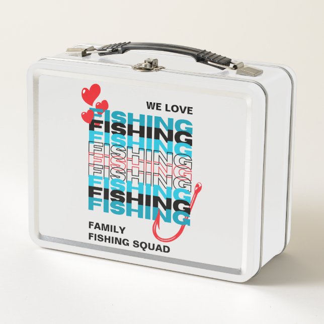 Family LOVE FISHING Team Squad Metal Lunch Box (Front)