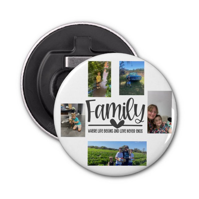 Family love modern memory photo bottle opener (Front)
