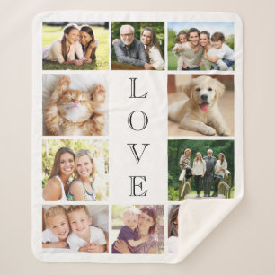 Family Love Multi-Photo Collage Personalised Sherpa Blanket